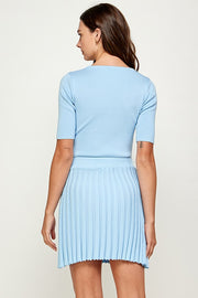 SET TOP Y FLADA PLISADA BABY BLUE